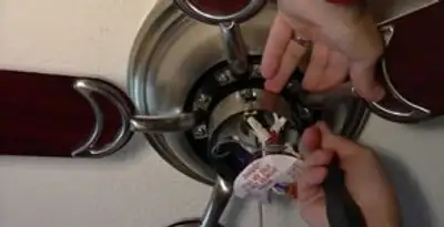 Ceiling fan installation with electrical wiring and mounting by professional electrician in Chicago, IL