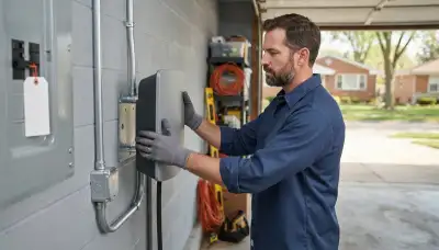 Wall-mounted electric vehicle charger installation in a Berwyn, IL garage by a licensed electrician