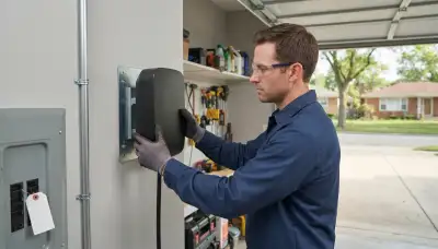 Wall-mounted EV charger installation by an electrician in Cicero, ILરસ