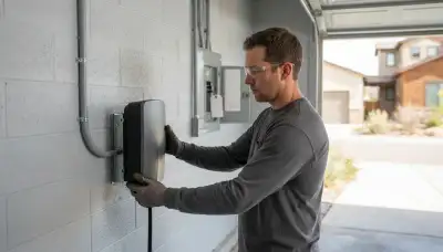 Electrician installing a Level 2 EV charger with a dedicated 240-volt circuit in Lyons, IL