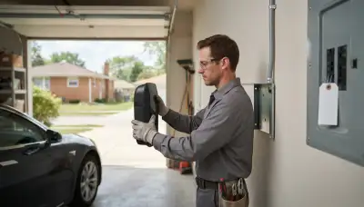 Electric vehicle charger installation with 240-volt circuit in a Maywood, IL garage