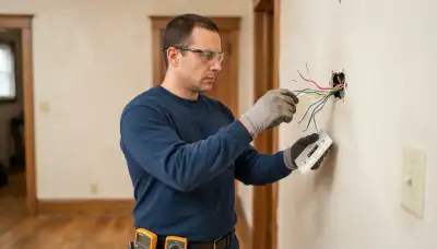 Chicago, IL electrician examines labeled thermostat wires during a control wiring assessment