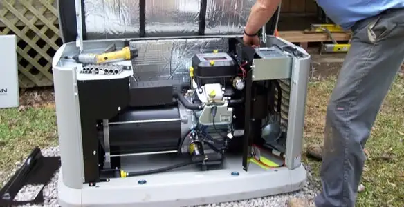generator installation service showing technician connecting and configuring generator components in Chicago, IL