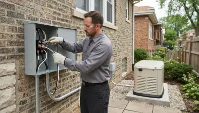 Chicago electrician wiring a generator transfer switch to a home's electrical system
