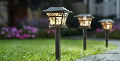 landscape lighting installation services with professionally installed pathway lights in Chicago, IL