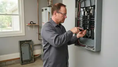 Electrician upgrading an electrical panel in an older Brookfield, IL home