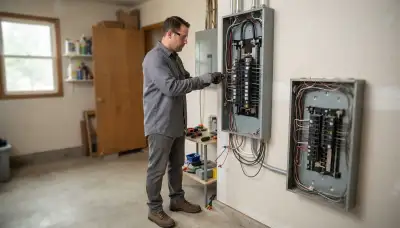 Electrician upgrading an older Hometown, IL home’s electrical panel to 200 amps
