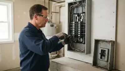 Electrician upgrading an older home's electrical panel from 100 to 200 amps in Oak Park, IL