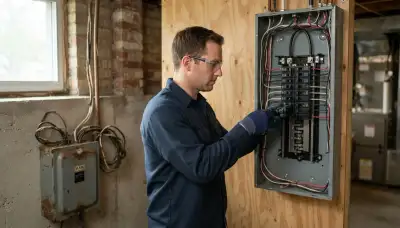 Electrician upgrading an older home's electrical panel in River Grove, IL