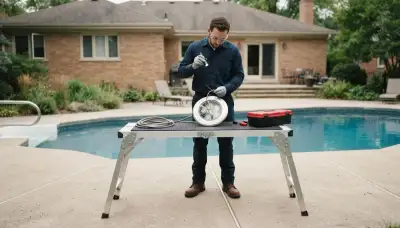 Chicago, IL electrician inspecting a pool light niche, bonding lug, and watertight seal for electrical safety
