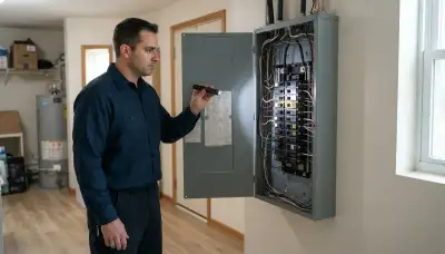 Electrician performing a whole-home electrical inspection in Evergreen Park, IL