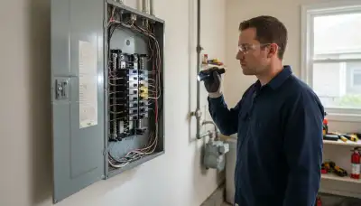 Electrician performing a whole-home electrical inspection in Norridge, IL