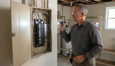 Electrician performing a whole-home electrical inspection in River Forest, IL панели
